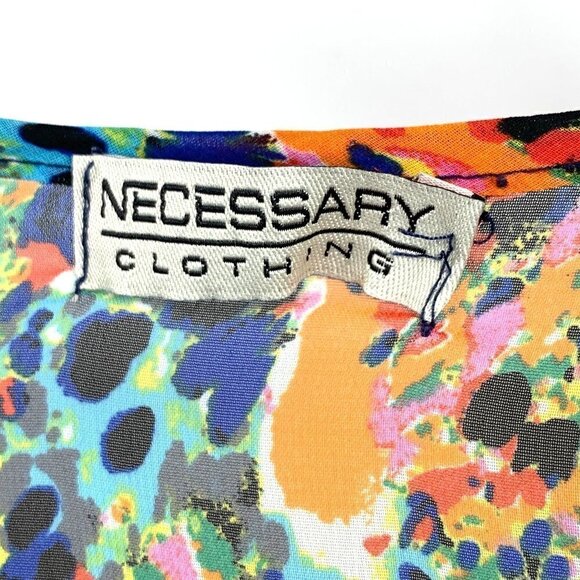 Necessary Clothing Sheer Floral Rouched Sleeve Blouse Multicolor Size Large - Picture 2 of 4